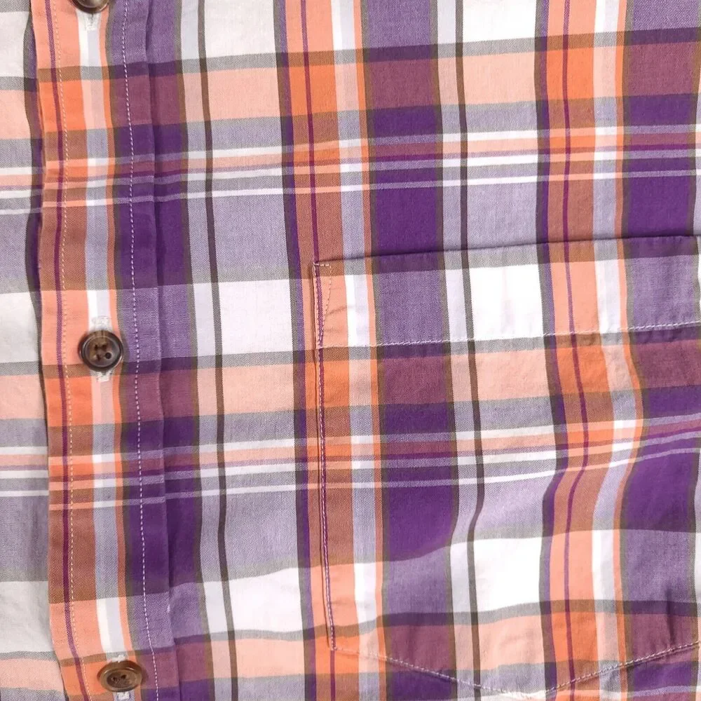 Banana Republic Shirt Mens XL Colorful‎ Plaid Short Sleeve Button Down Soft Wash